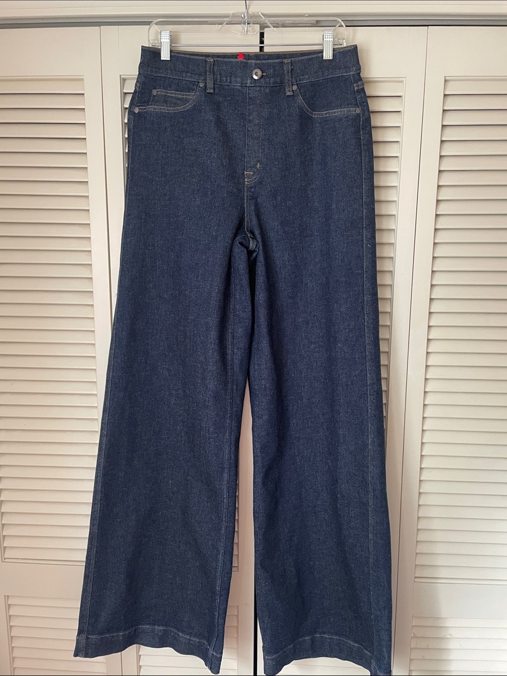 SPANX Pull on Wide-Leg Jeans in Dark Indigo Sz XL - TALL stretch